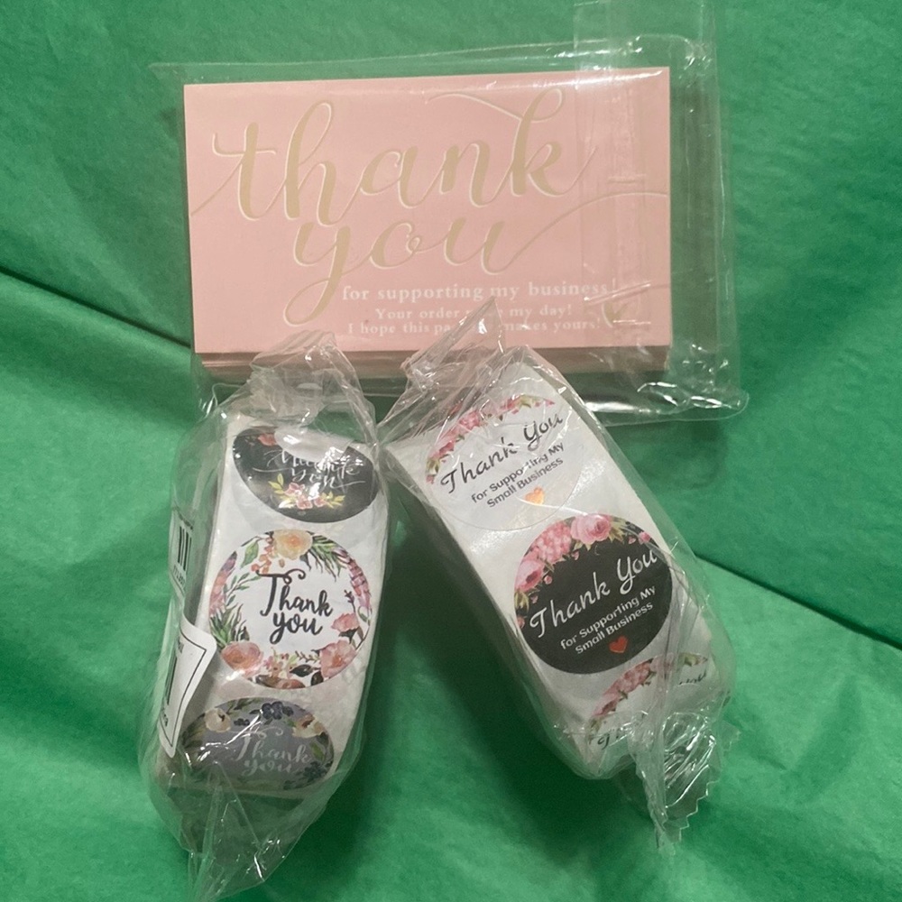 Thank You For Supporting My Business Bundle of business cards and stickers.